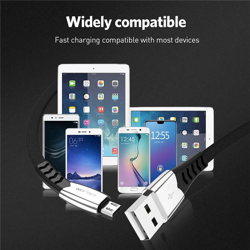 USLION Micro USB Charger Fast Charging Cable For Samsung Xiaomi Micro USB Data Cord Wire for Android Redmi Mobile Phone Cables