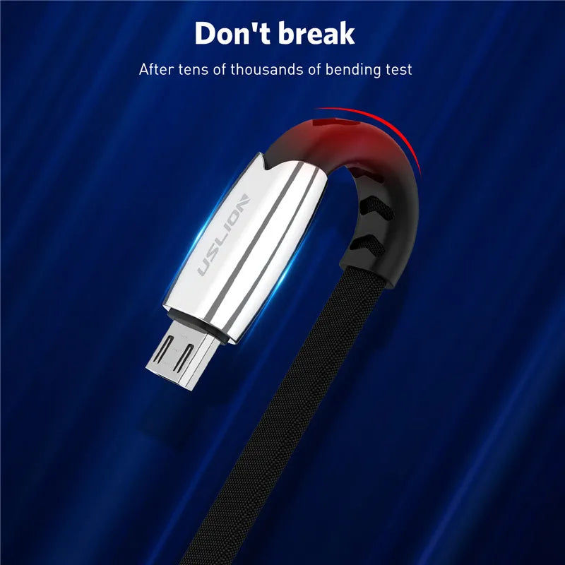 USLION Micro USB Charger Fast Charging Cable For Samsung Xiaomi Micro USB Data Cord Wire for Android Redmi Mobile Phone Cables