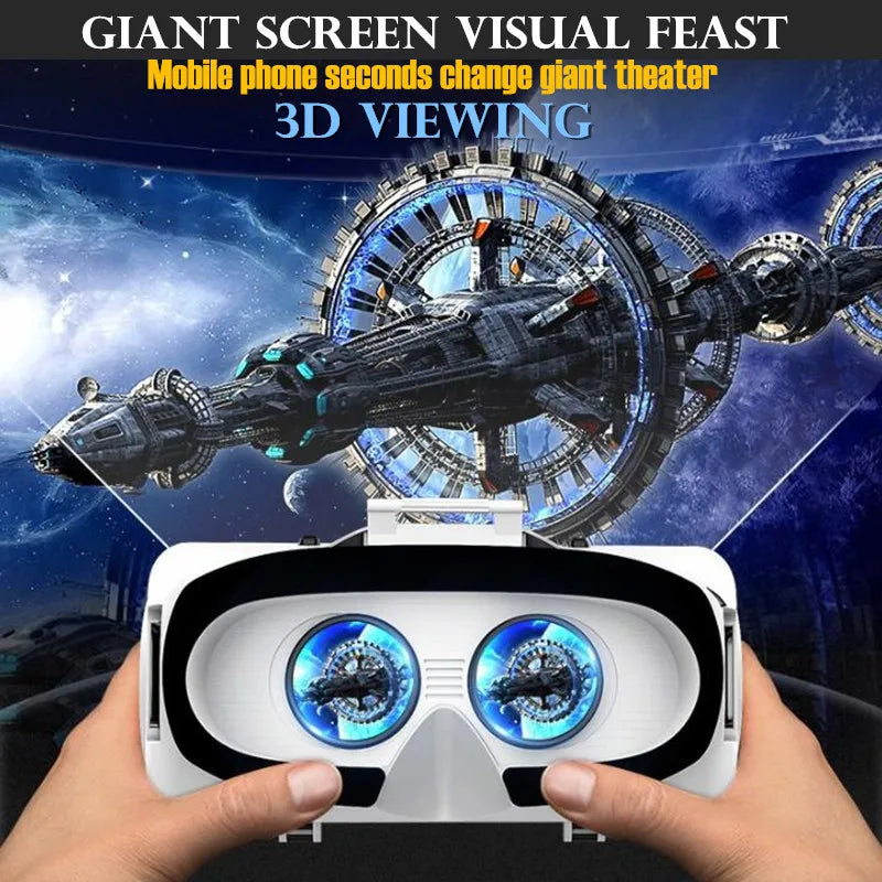 Virtual Reality VR Glasses IMAX Huge Screen 3D Glasses Google Cardboard Box VR Helmet for 4.5-6.53" Phone,Support Game Joysticks