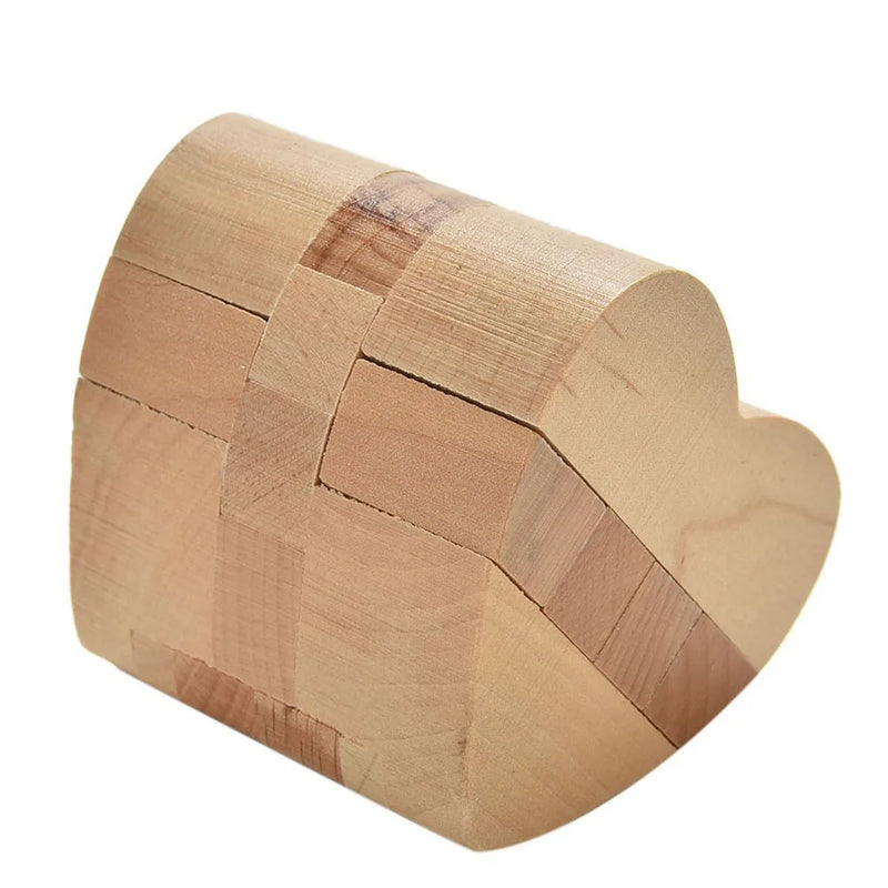 Educational Intelligence Game Luban Lock Valentine's Day Gift 3D Wooden Heart Shape Cube IQ Puzzle Brain Teaser Russia Ming Lock