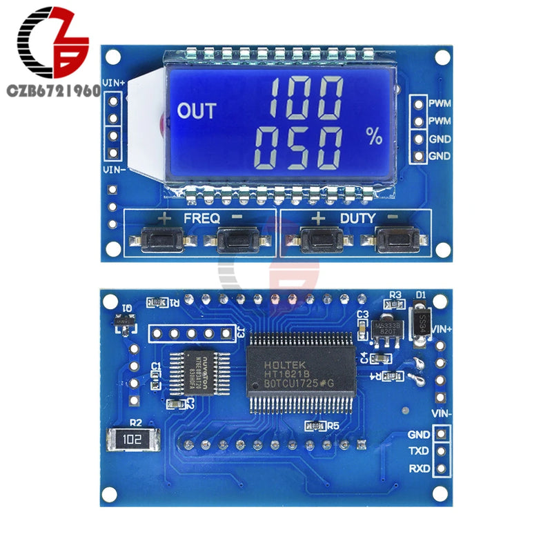 1Hz-150Khz Signal Generator Module Adjustable PWM Pulse Frequency Function Generator Duty Cycle TTL LCD Display 5V DC 12V 24V