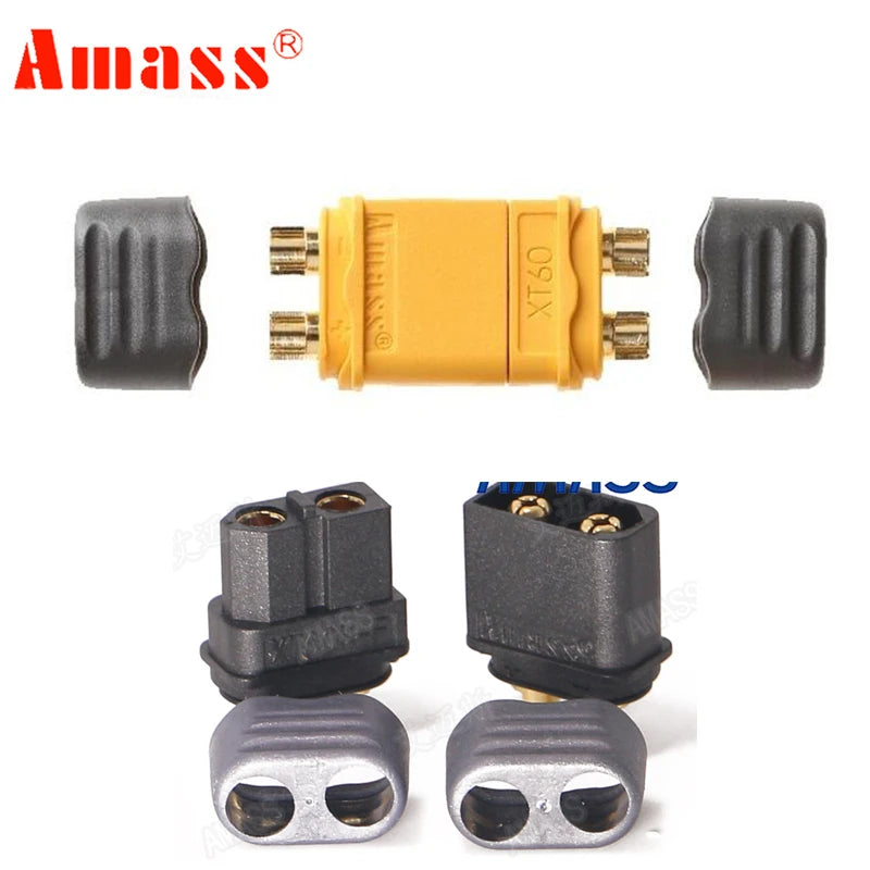 10pcs Amass XT60h connector XT60-T plug with Sheath Housing Female / male XT60 plug for RC Lipo Battery rc cars fpve drones