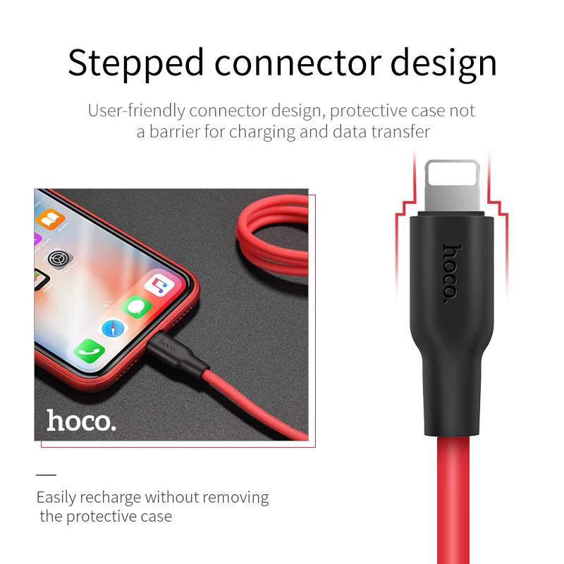 HOCO Silicone Mobile Phone USB Charge Data Cable For iPhone 12 Micro USB / Type Cable For Xiaomi K40 Pro Samsung A51 A71 S20 S21