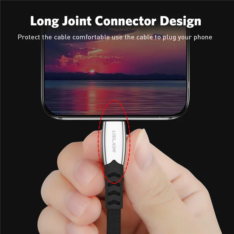 USLION Micro USB Charger Fast Charging Cable For Samsung Xiaomi Micro USB Data Cord Wire for Android Redmi Mobile Phone Cables