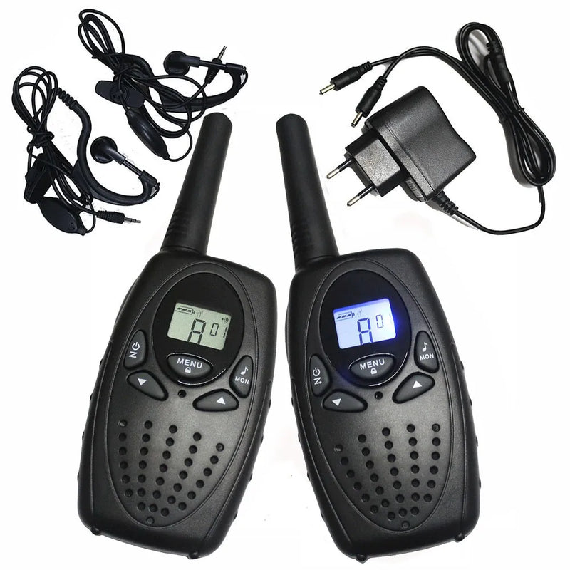 2PCS portable PMR walkie talkie pair mobile radios 8 channel 446mhz two way interphone up to 5km license free for Europe Russia