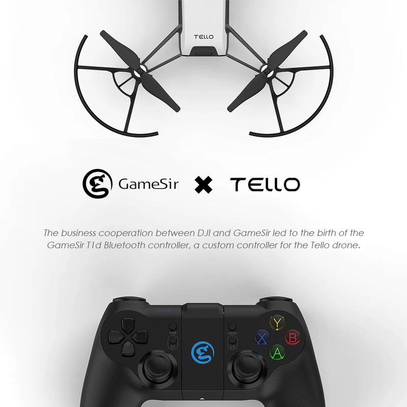 GameSir T1d Bluetooth Controller for DJI Tello Mini Drones Compatible with Apple iPhone and Android Cellphone