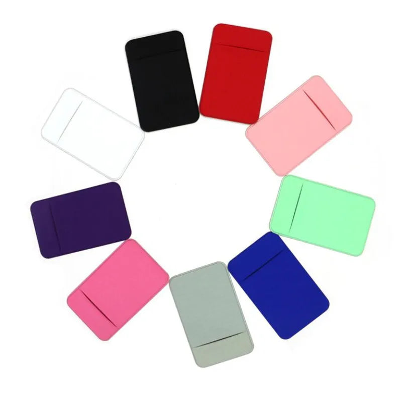 1PC Fashion Elastic Cell Phone Card Holder Mobile Phone Wallet Case Credit ID Card Holder Adhesive Sticker Pocket