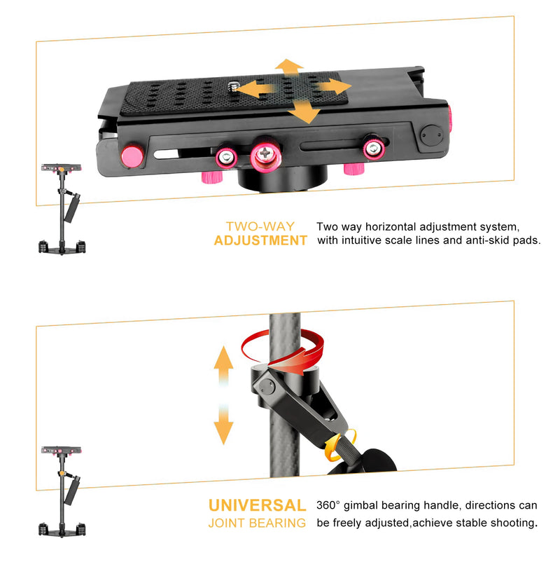 S60 60cm Photo Video Handheld Stabilizer Carbon Fiber Shooting Steadycam DSLR Steadicam for Camcorder Camera DSLR Canon Nikon