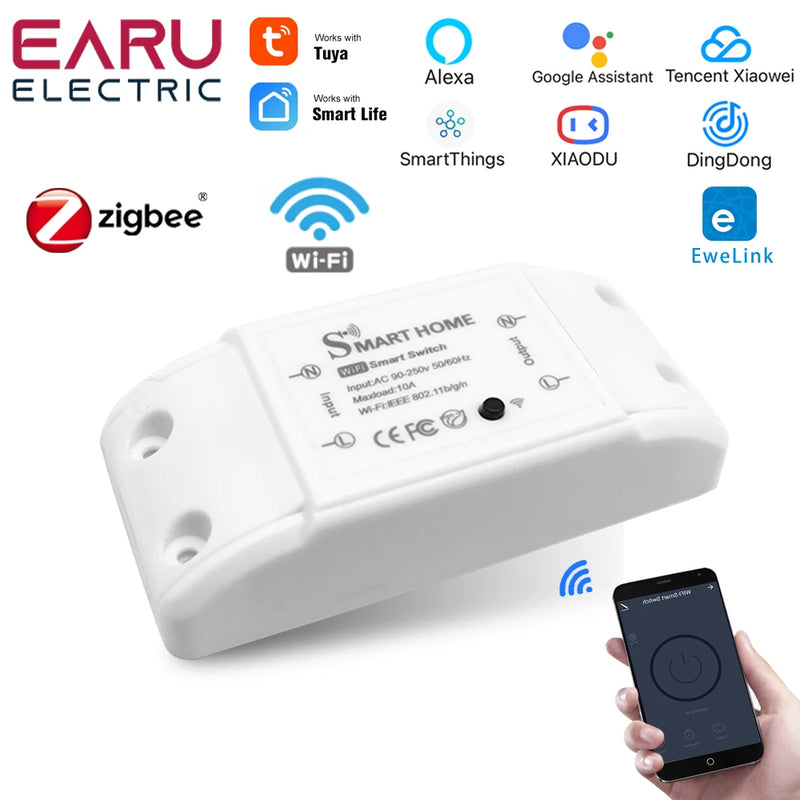 Smart Home House Zigbee Wifi Wireless Remote Switch Breaker LED Light Controller Module Alexa Google Home Tuya Smart eWeLink APP