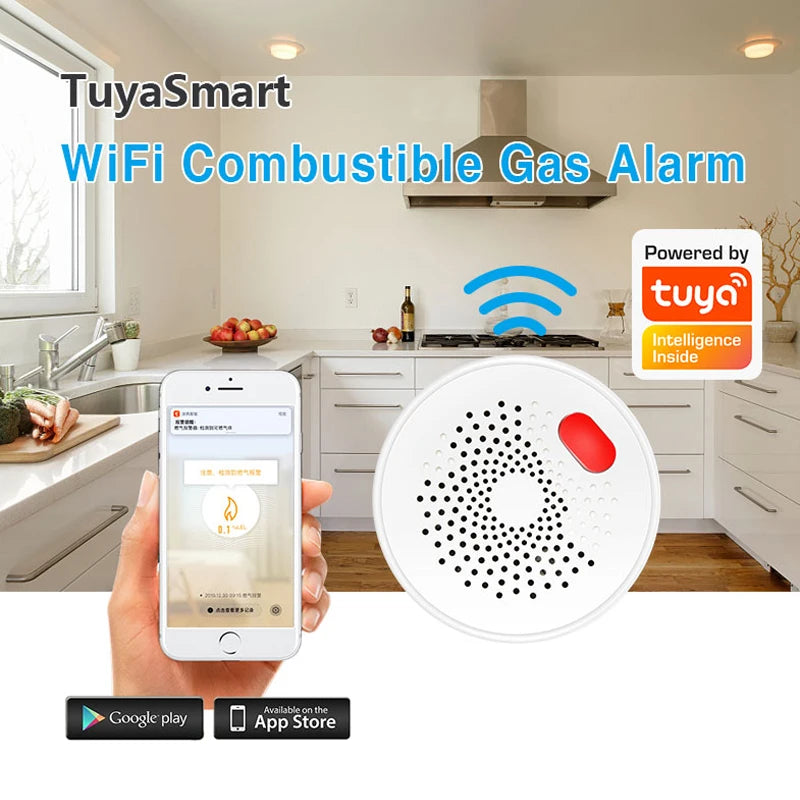 Zigbee Tuya Smart Home Wifi Natural Gas Sensor Combustible Coal Gas LPG Gas Leakage Alarm Detector Fire Security Smart Life