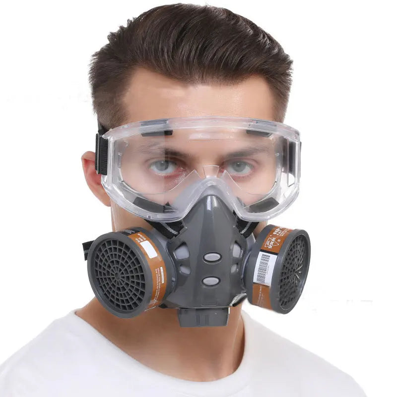 Full Face Respirator With Safety Glasses Spray Paint Chemical Pesticide Anti-Dust Gas Mask With Filter Formaldehyde protection