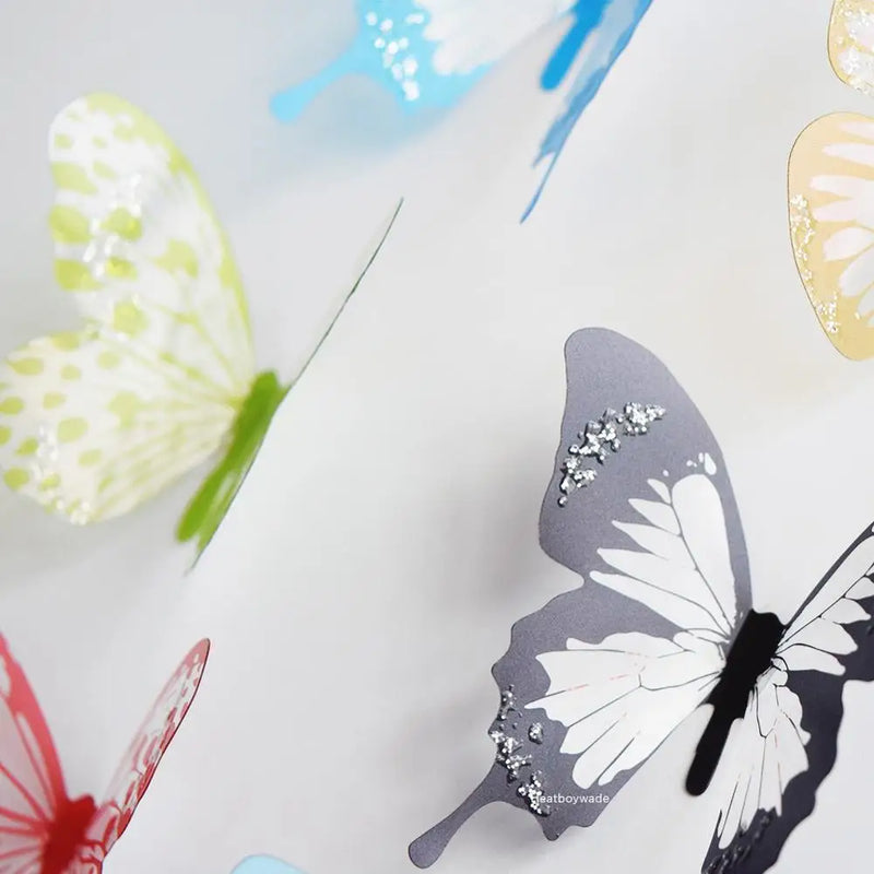 18pcs 3D Crystal Butterfly Stickers Home Decorative Butterflies with Diamond Kids room Living room Bedroom Art DIY Wall Decals