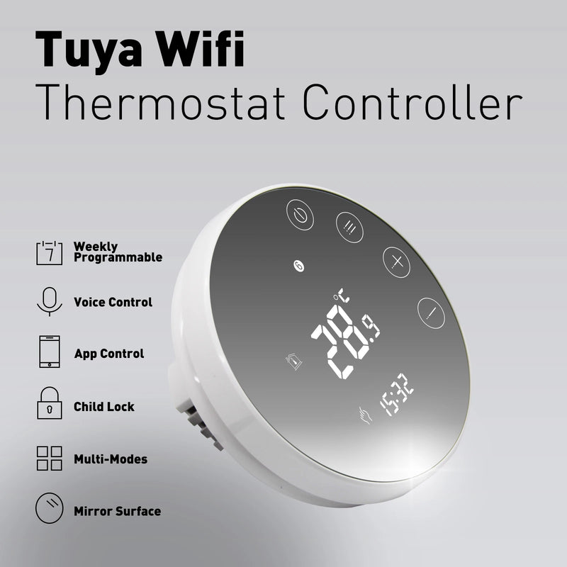 Beok Smart Home Thermostat Tuya WIFI Warm Floor Heating Gas Boiler with Alexa Yandex Alice Temperature Controlle Round Mirror