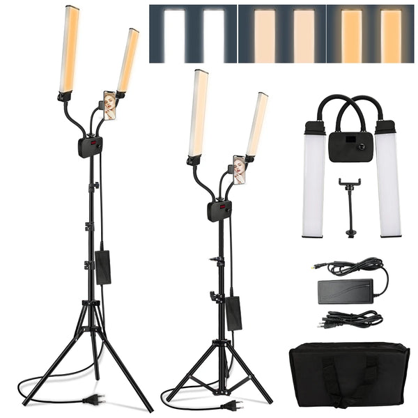 224LEDs Photographic Double Arms Fill Light 3200-5600K Long Strips LED Lamp LCD Screen Photo Studio Lighting Live Broadcast