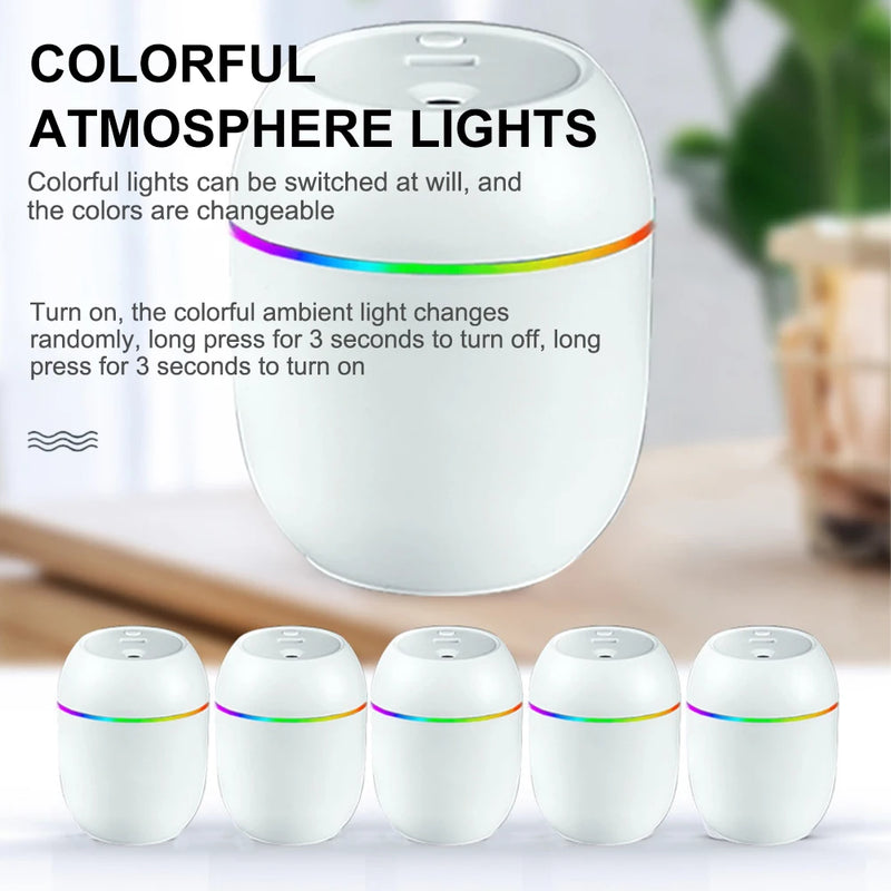 250ml Mini Air Humidifier Humidificador USB Portable Essential Oil Diffuser Aroma Mist Maker LED Light Fresheners for Home Car