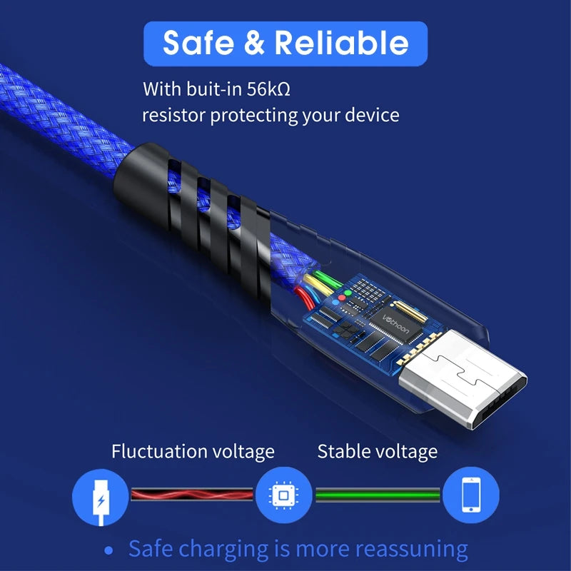 Vothoon Micro USB Cable 3A Fast Charging Micro Data USB Cable for Samsung Xiaomi Huawei Android Mobile Phone Charger Cable Cord