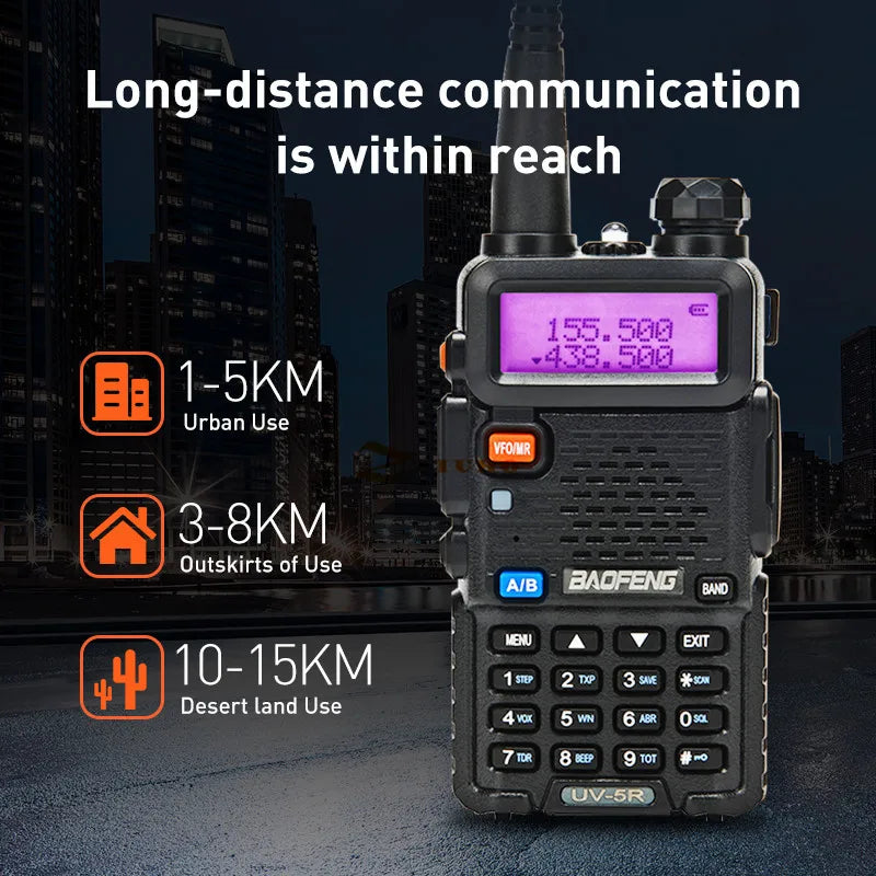 Original Baofeng UV5R Walkie Talkie Dual Band 136-174Mhz & 400-520Mhz Portable BF UV-5R Two Way Radio Pofung HF Transceiver