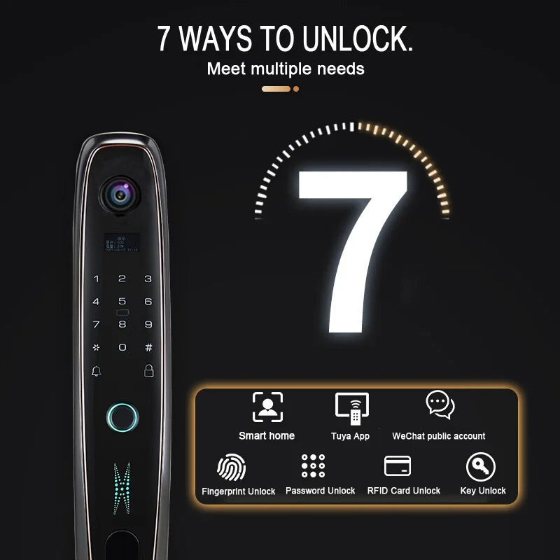 New Biometric Tuya WIFI APP Remote Camera Electronic Smart Door Lock Password Electronic Fingerprint Locks Key IC Card Unlock