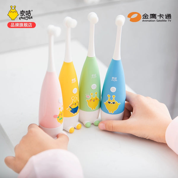 McCard Kids Penguin Toothbrush 3-6-12 Years Old over Baby Child Soft Hair Waterproof Automatic Intelligent Electric Brushing Automatic Free Brush Replacement Head Hair Golden Eagle Cartoon Satellite TV