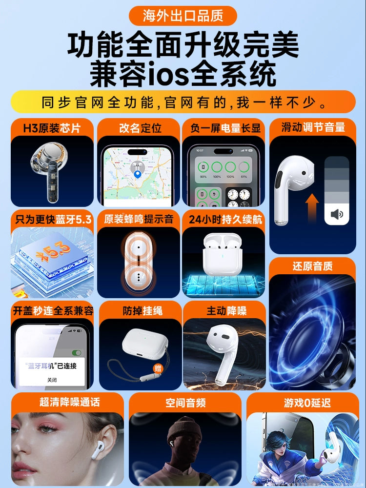 Official Six-Generation Bluetooth Headset Wireless for Apple 14iphone15 Original Genuine Goods 13 Huaqiang North Flagship Store