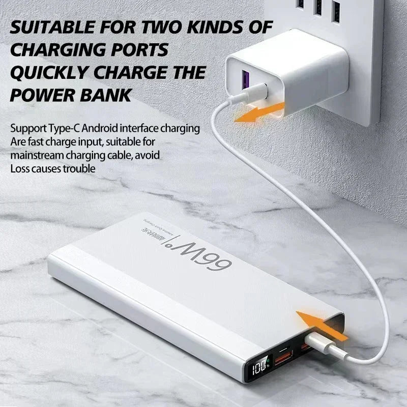 50000mAh Power Bank Built in Cable Mini PowerBank External Battery Portable Charger For iPhone Samsung Xiaomi Power Banks