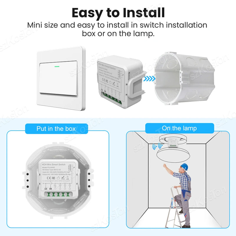 Tuya WiFi Switch Module Smart Home DIY Breaker 1 2 3 4 Gang Supports 2 Way Control Smart APP Life Works with Alexa Google Home