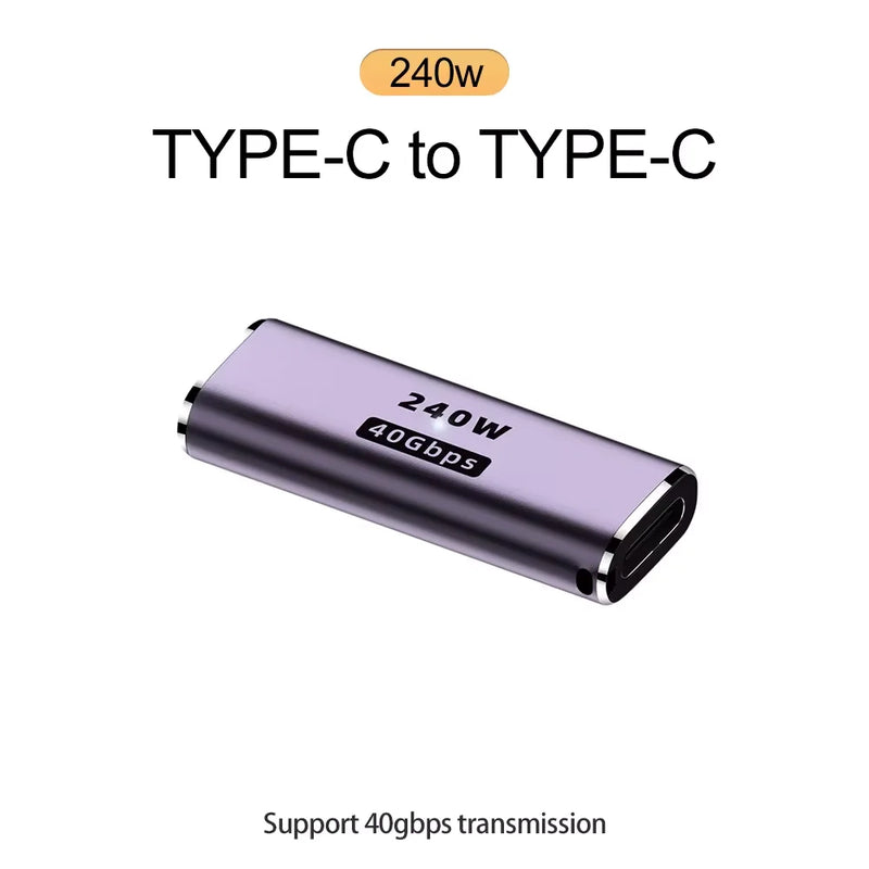 5A Type-C OTG Adapter 240W Fast Charging Data Converter USB 4.0 40Gbps Support 8K 60hz USB C 90/180 Degree Elbow Adapter