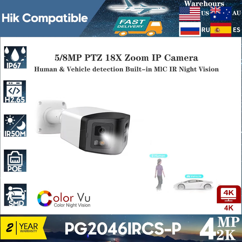 Hikvision Compatible 4MP ColorVu Panoramic IP Camera 180° Ultra Wide Panoramic View CCTV Home Video Outdoor Surveillance Cameras