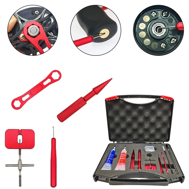 Luxury DIY Toolbox Baitcasting Fishing Reel Repair Kit Reel Maintenance Tool Spool Dismantling Device Reel With Grease Lubricant