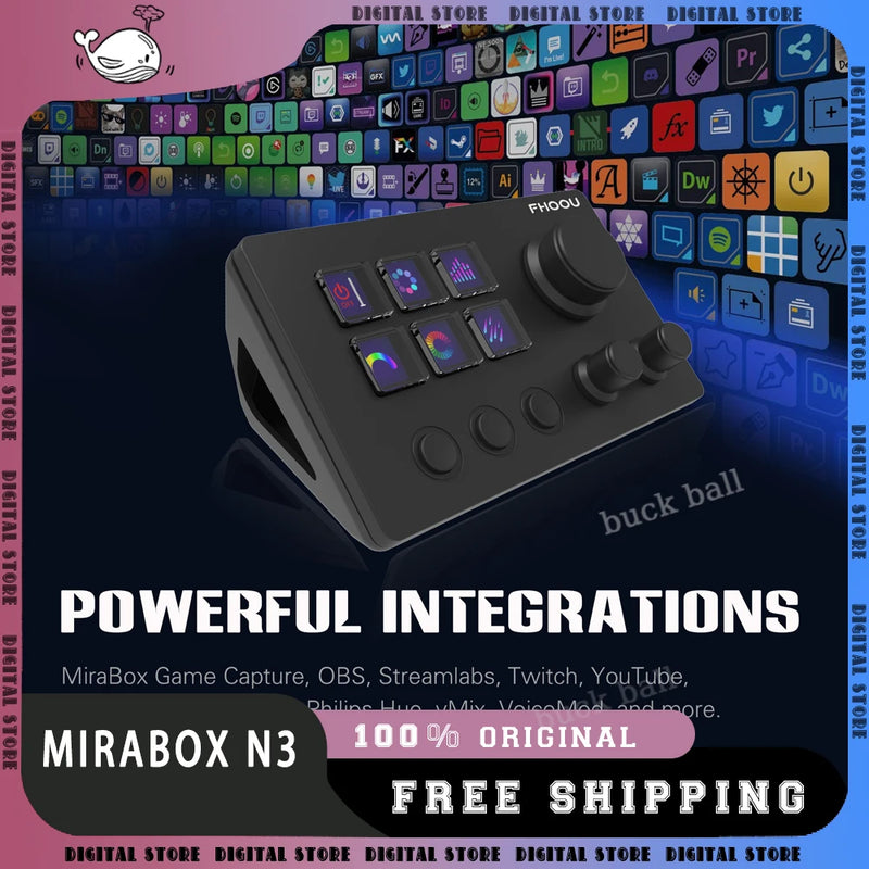 Mirabox N3 StreamDeck Global Edition Stream Deck LCD Live Content Creation Controller Custom Visual Keyboard Button For Win/Mac