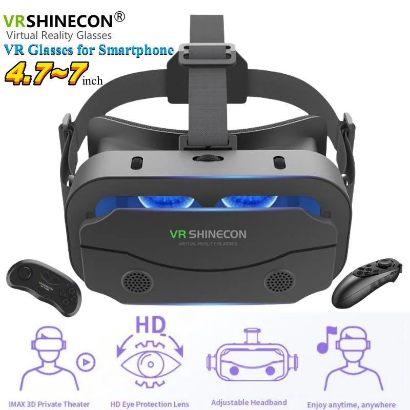 G13 IMAX Giant Screen Virtual Reality 3D Glasses Google Cardboard Box VR Helmet for 4.7-7" Phone,Support Game Controller Player