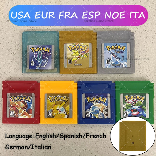 GBC Video Game Cartridge Console Card Pokemon Blue/Crystal/Green/Gold/Red/Silver/Yellow High Quality with Multi-language