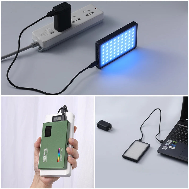 Soonpho P10 Video Light Kit RGB Camera Light For Video Shooting Rechargeable Light Panel Dimmable Studio Light For Photography