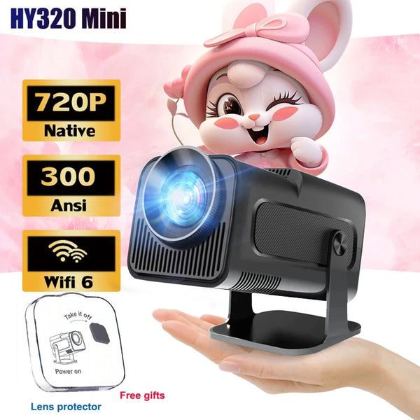 DITONG HY320 Mini Newly Native 720P Android 4K 1080p Projector 300ANSI Wifi Cinema Outdoor Portable 180° Rotable hy300 Projector