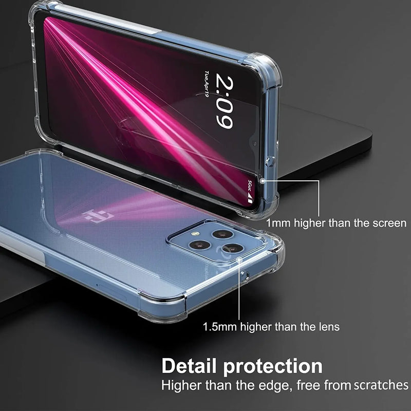 Soft TPU Transparent Phone Case for TCL T-Mobile Revvl 6x 6 Pro T Phone 5G Shockproof Airbag Protective Cover