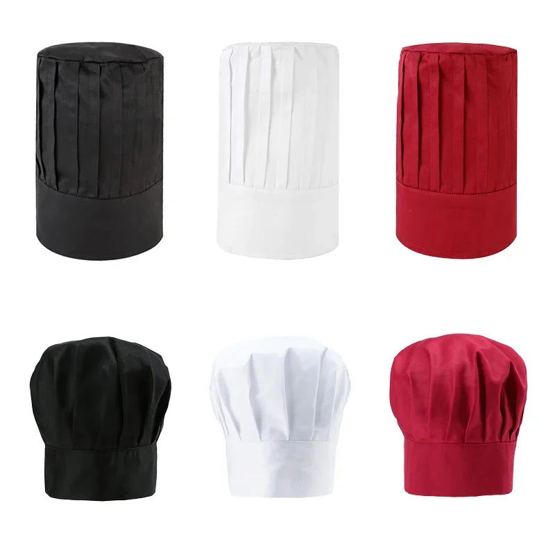 Men Kitchen Elastic Cap Hotel Restaurant Kitchen Chef High Hats Catering Serve Bakery Cake Shop Breathable Cook Medium Hat