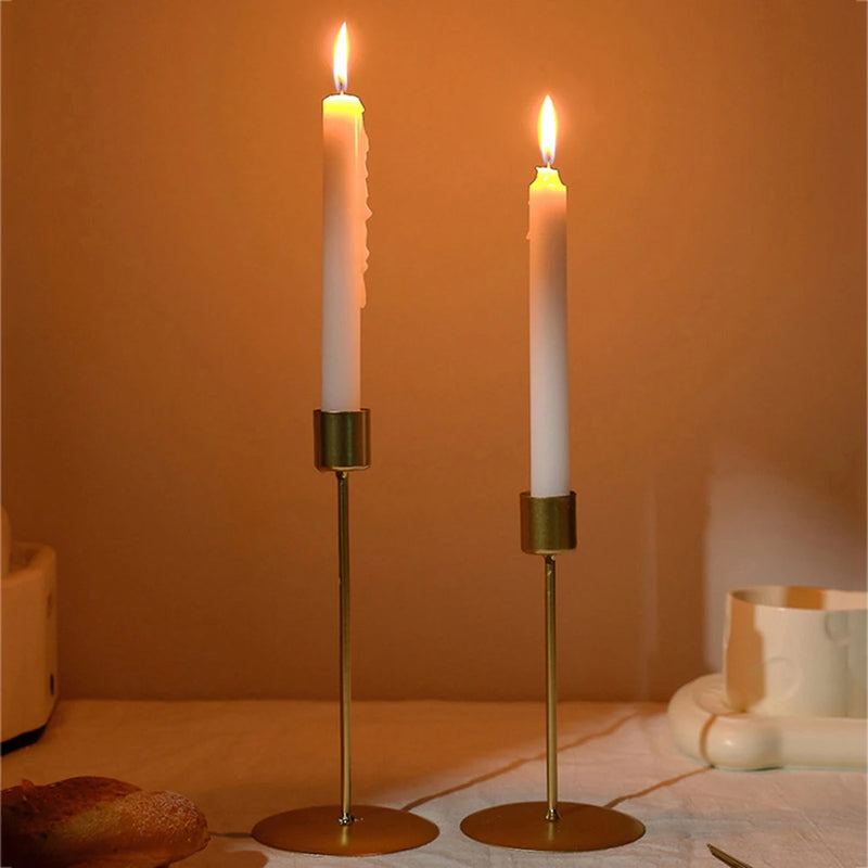 European Style Metal Candle Holders Candlestick Exquisite Wedding Table Candle Stand Black Gold Candlestick Home Decoration