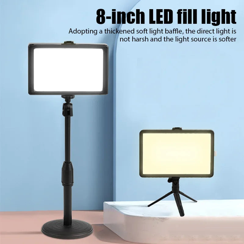 8 inch Photography Lighting Dimmable Panel Fill Lamp LED Video Light Photo Studio Selfie Light Live Stream Lamp 4 Color Lighting