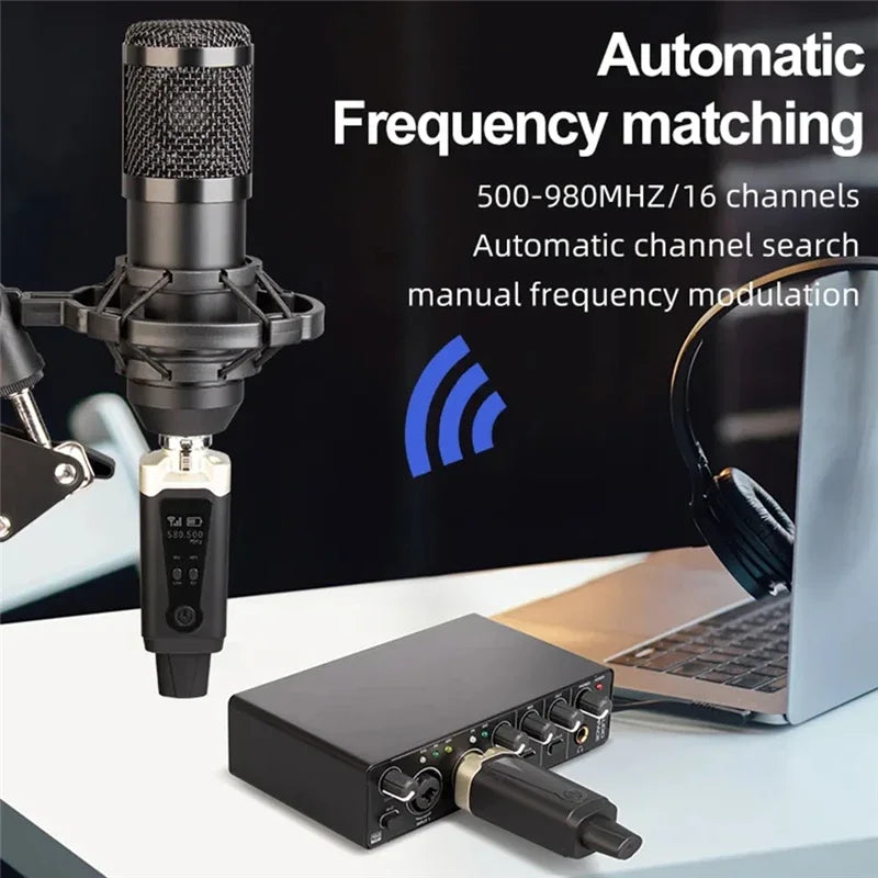 Microphone Wireless System UHF XLR Mic Converter Transmitter & Receiver For Dynamic Microphone A8 Guitar Receiving Transmission