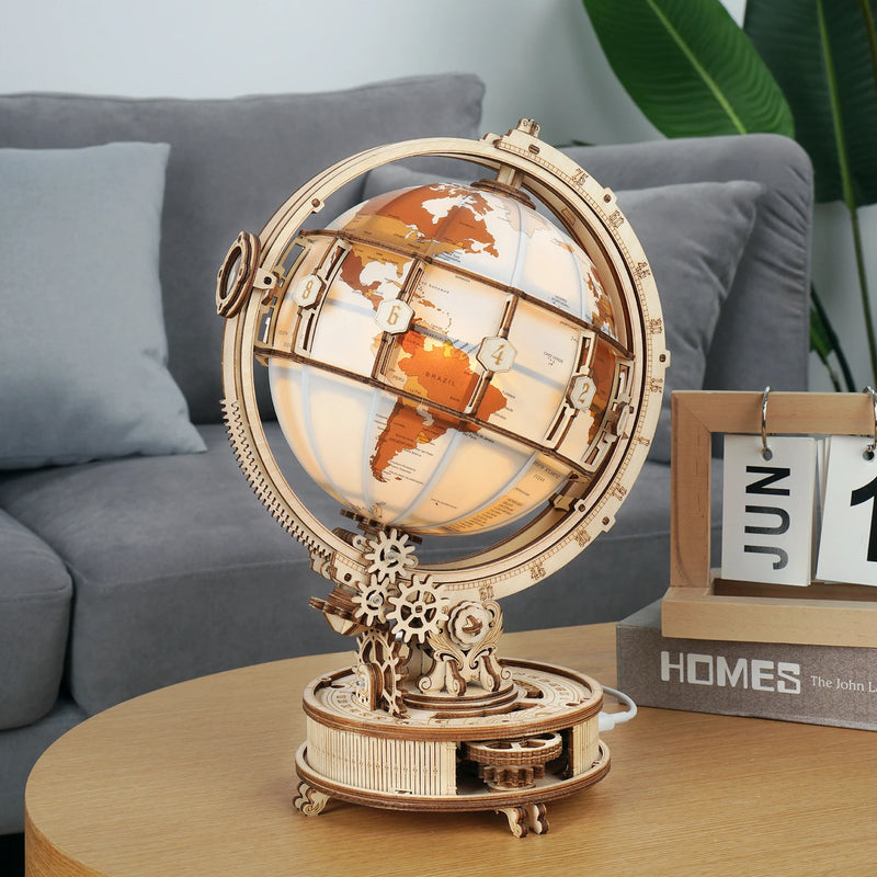 Wooden Globe Lamp 3D Puzzle Games for Birthday Gift for Kids Adults for Home Decor Building Blocks 3D