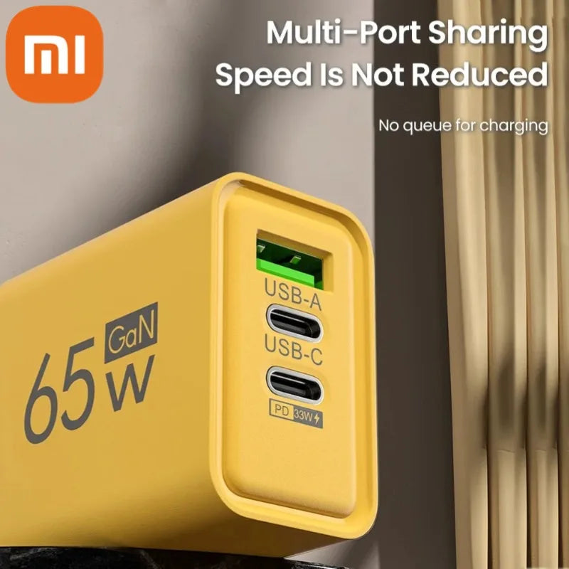 Xiaomi 65W Super Fast Charger Type-C Quick Charge 3.0 USB Charger Adapter For iPhone Samsung Xiaomi PD USB Charger 3 Ports