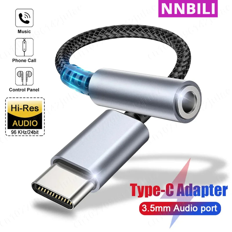 HiFi USB Type C To 3.5 Jack Earphone Adapter USB-C 3 5mm Audio Cable Converter For IPhone 15 Series Samsung Galaxy Huawei Xiaomi