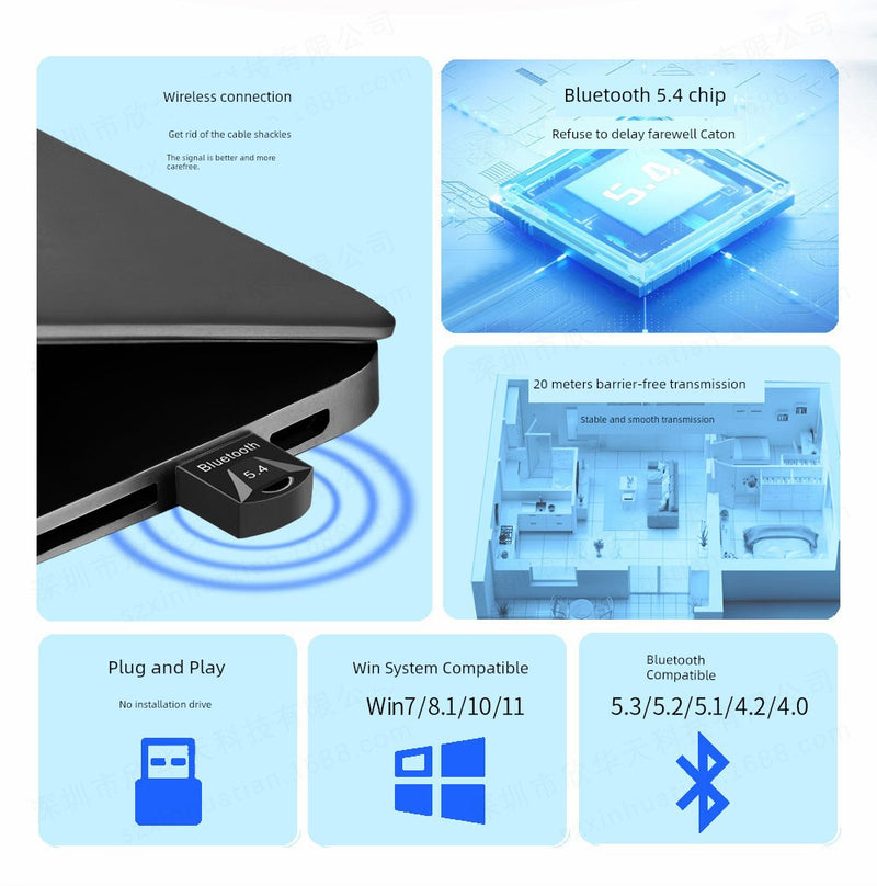 Computer Bluetooth Adapter 5.4 0 Desktop Notebook External USB Wireless Bluetooth Receiver Audio Transmission