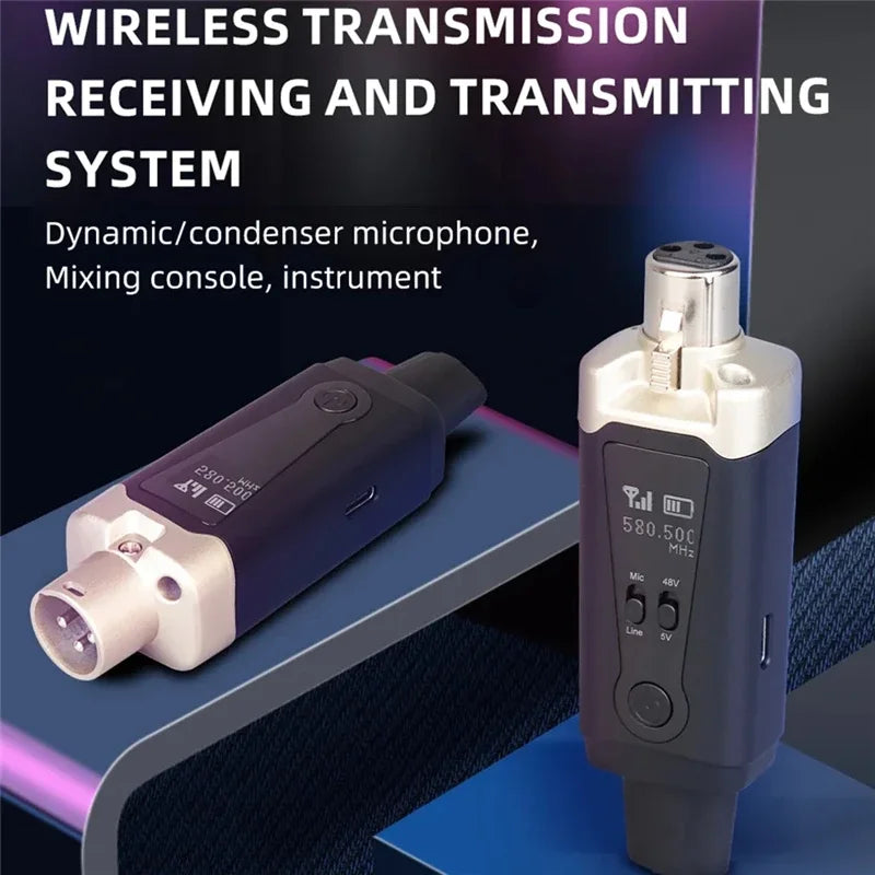 Microphone Wireless System UHF XLR Mic Converter Transmitter & Receiver For Dynamic Microphone A8 Guitar Receiving Transmission