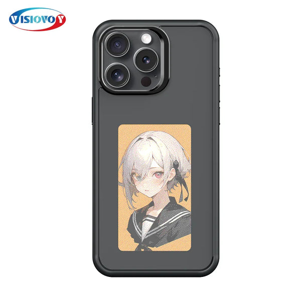 E ink Screen Phone Covers Smart NFC Modle Function Phone Cases For 13 14 15 Pro Max Back Cases Anime Cartoon Fundas Battery Free