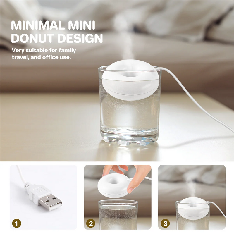 White donut humidifier usb office desktop mini humidifier portable creative air purifier white