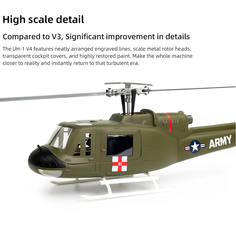 Upgrade Version FLYWING UH1 V4 Scale RC Helicopter 450 Helicopter H1 Flight Controller Altitude Hold RTF UH-1 V3 6CH Helicopter