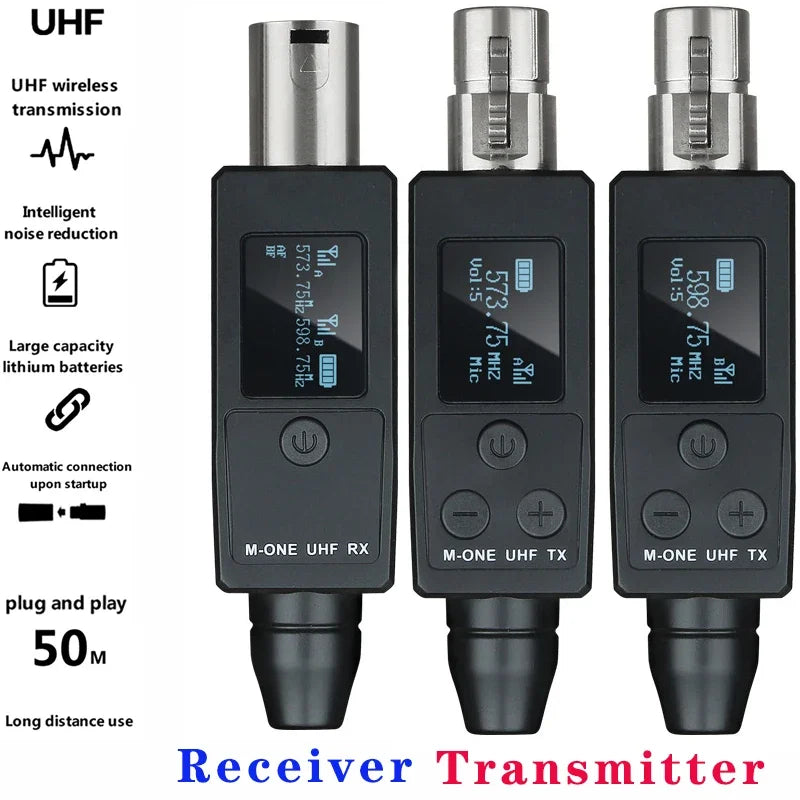 UHF Wireless Microphone Converter Wired to Transmitter and Receiver for Dynamic Micr Guitar Mixer Receivers Transmission Adapter