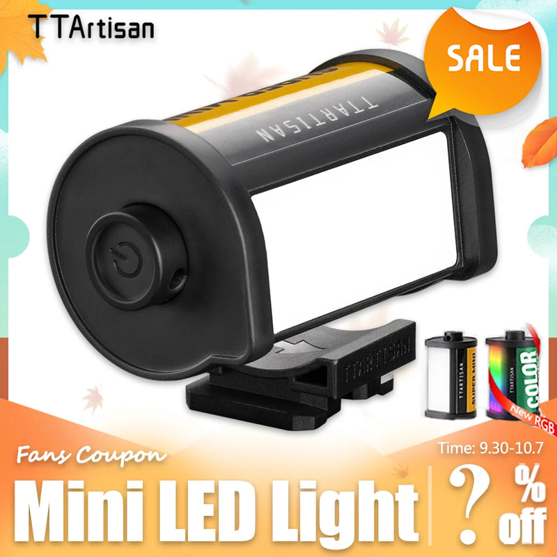 TTArtisan Mini Magnetic LED Light for Camera Lens Photography Vlog Live Streaming with Cold Shoe Mount RGB Fill Light CRI 95+