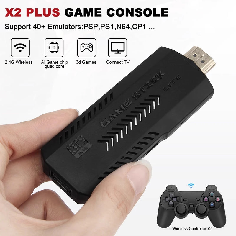 GD10 x2 4K Game Stick 3D 32G 64G 128G Video Game Consoles Wireless Gamepad HD 60fps 40000 Games Emuelec4.3 System FC Gamebox